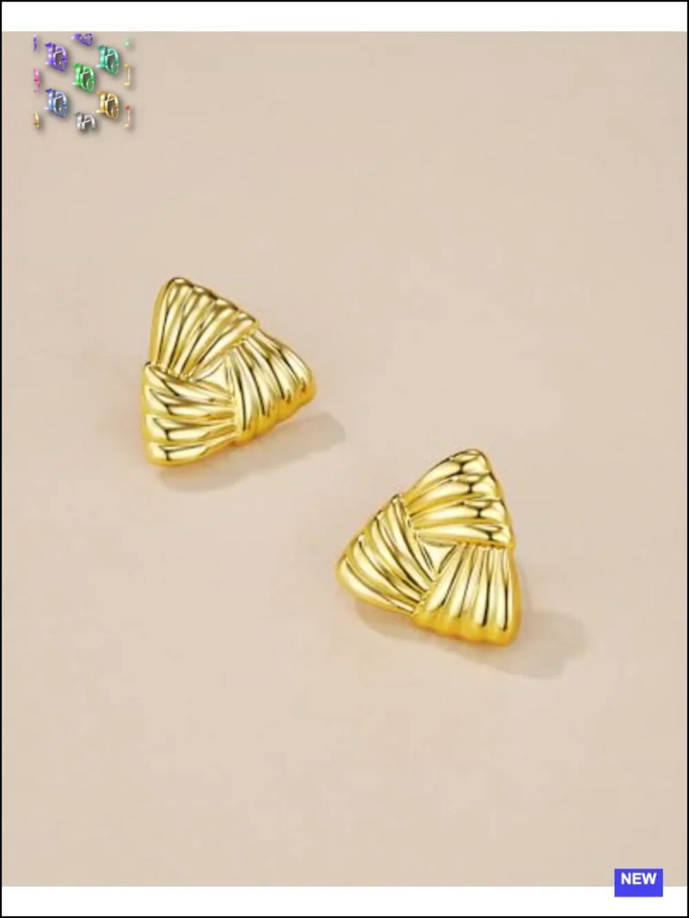 18K Gold Plated Chunky Statement Stud Earrings Geometric Square Triangle Knot